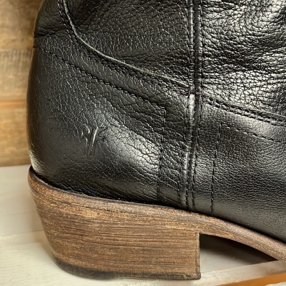 Frye Carson Pull On Black Leather Southern Western Cowgirl Festival Boots 11 - Picture 3 of 13
